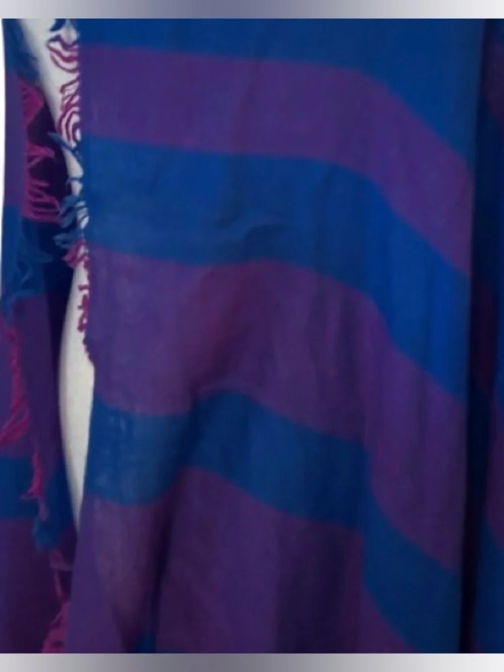Purple & Blue Striped Pashmina Style Scarf Wrap Shawl Soft Lightweight Boho